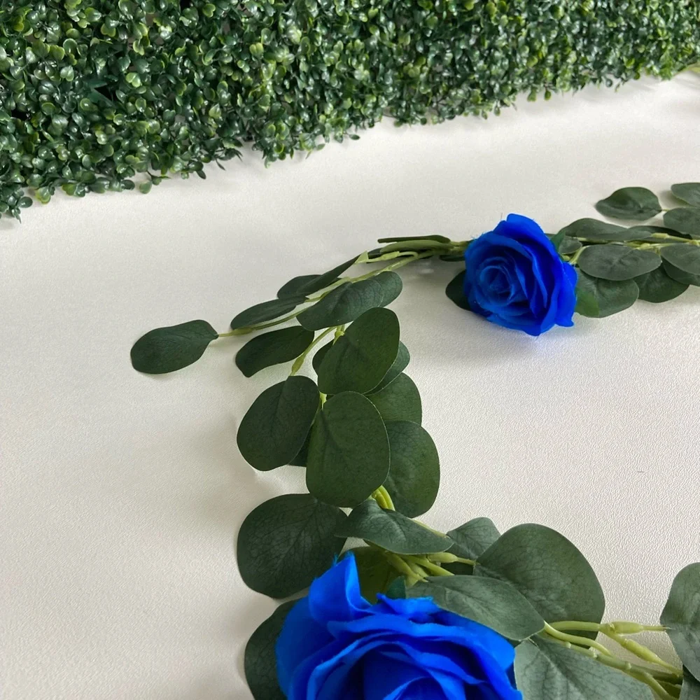 4 count Royal Blue Rose Eucalyptus Flower Garlands